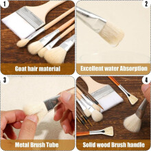 18pcs Pottery Glaze Brushes, Wood Long Handle Artist Fan Paint Ceramic Brushes Set for Acrylic Oil Painting Pottery