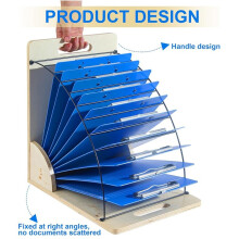 Clipboard Holder,Easy to Assemble Clipboard Organizer,Clipboard Storage in Wood and Metal,Clipboard Holder for Classroom