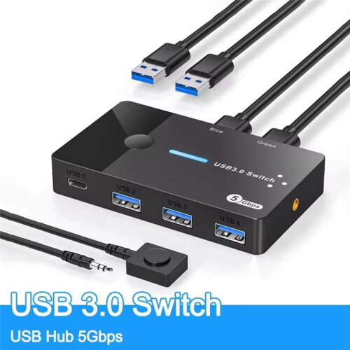 USB3.0  2 in 4 Out KVM  Laptop Host Sharing USB3.0 to Type-C Device Shared Mouse Keyboard and Printer 1