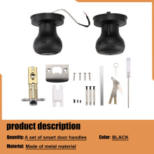 Fingerprint Door Lock- Door Handle, Keyless Door Handle with Password Keypad for Bedroom Door Lock Black