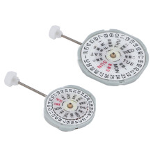 2pcs PE28 & PE25 Dual Calendar Quartz Watch Movements Metal Plastic Replacement