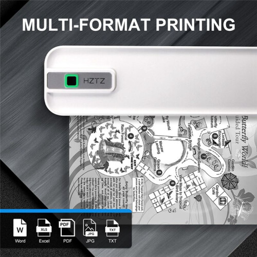 HZTZ Portable Printer Wireless for Travel, Thermal Printer Inkless, Small Compact Printer Support Folding Paper/Rolling 2