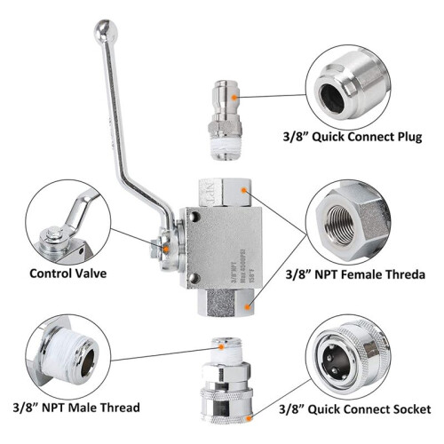 Interruptor de Kit de VáLvula de Esfera 4500PSI com Conector de Encaixe RáPido de 3/8 Polegadas para Bomba de Mangueira de Lavadora de PressãO 2