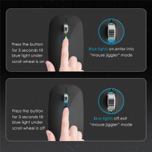 BT5.1+2.4Ghz Wireless Mouse with Mouse Jiggler,Rechargeable 2.4G Mouse, Mouse Mover for USB-Enabled Computer,Black