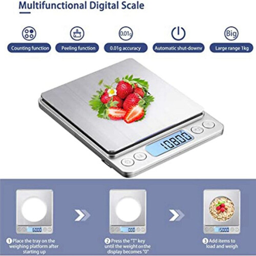 Small Kitchen Scale 3Kg/0.01G,  High Accuracy Cooking Scale, Pocket Scale with LCD Display 2