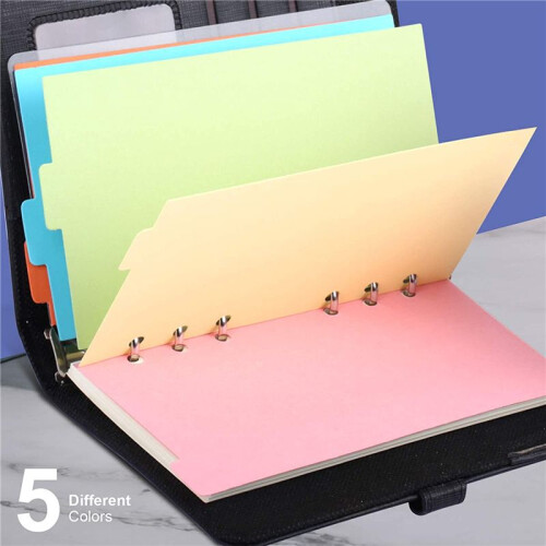 20 Sets A6 Subject Dividers Paper Sheet, Punched File Card Dividers,Tabbed Index Divider for Notebook Insert Planner 1