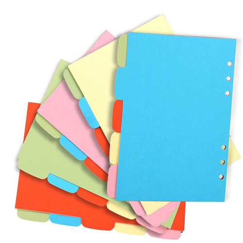20 Sets A6 Subject Dividers Paper Sheet, Punched File Card Dividers,Tabbed Index Divider for Notebook Insert Planner 2