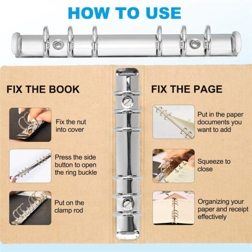 B5 9-Hole Ring Binder Mechanisms, 4 Set Binder Spine Replacement for Binder Planners,2cm, Silver 1