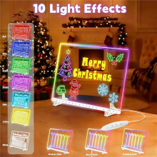 13.8x10 Inch LED Drawing Board with 7 Markers, Acrylic Dry Erase Board, Ideal for Home, Office, and Travel