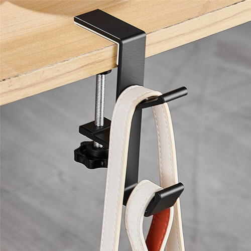 10pcs Double-Layer Locking Desk Hook Bag Hook Office Desk Mobile Bag Hook Desk Side Table Hook Silver Gray 2