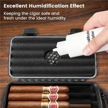 Travel Cigar Humidor Case - Portable with Humidifier Disc Waterproof Crushproof Airtight Durable