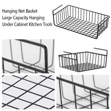 1 Estante Organizador de Cocina de Metal Debajo de la Mesa, Cesta de Red Colgante, Estante de Almacenamiento de Libros Multifuncional, para el Hogar y