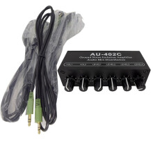AU-402C Audio Mixed Distributor Signalwahlschalter 4 EingäNge 2 AusgäNge Cinch-Ton LautstäRkeregler KopfhöRerverstäRker