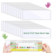 30 Stück 9,5" X 3,4" Transparente, Wiederverwendbare Namensschildtaschen, Selbstklebende Schreibtisch-Namensschildhüllen für