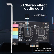 Carte Son PCIe 5.1, Carte Surround PCI Express Audio StéRéO 3D avec Haute Performance Sonore Carte Son PC Puce CMI8738