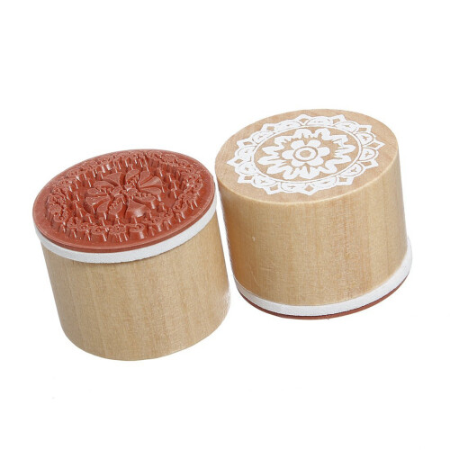 12 Assorted Wooden Rubber Stamp Round Handwriting Floral Flower 1