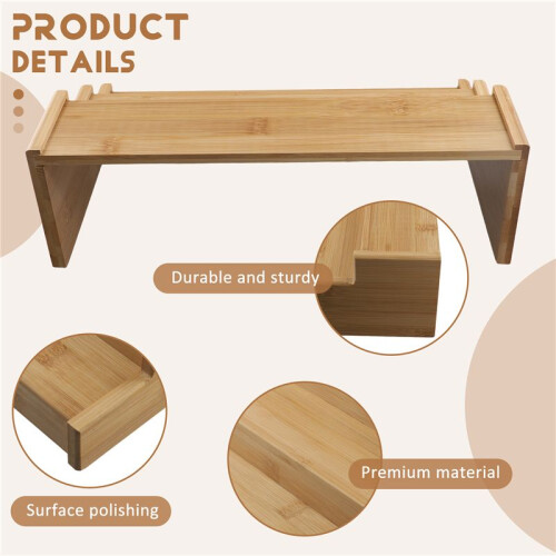 3-Tier Non-Expandable Bamboo Spice Rack Step Shelf Cabinet Organizer 2