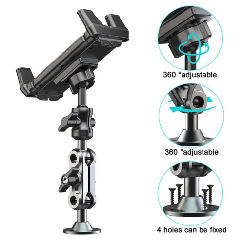 Supporto per Telefono da Auto con Base per Trapano Resistente, Supporto per Tablet, Supporto per Cruscotto, Regolabile A 360, Supporto A 2 Stadi per 2