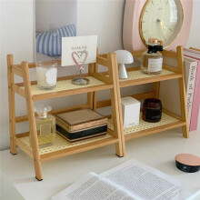 Houten Opbergplank, 2-Laags Bureau-Organizer - Multifunctioneel Displayrek voor Kantoorbenodigdheden, Make-, Briefpapier