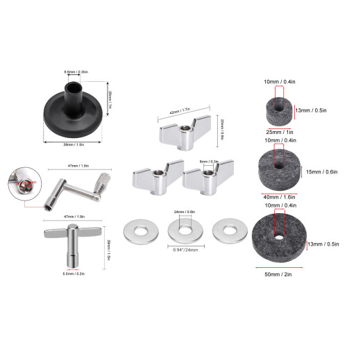 23P Ensemble de remplacement de cymbales antidérapant 2.5/4/5cm gris 1