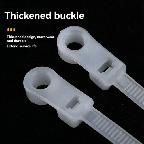 Nylon Cable Ties with Screw Hole - Self-Locking, Multi-Size Bundle Straps for Wire Organization, 2