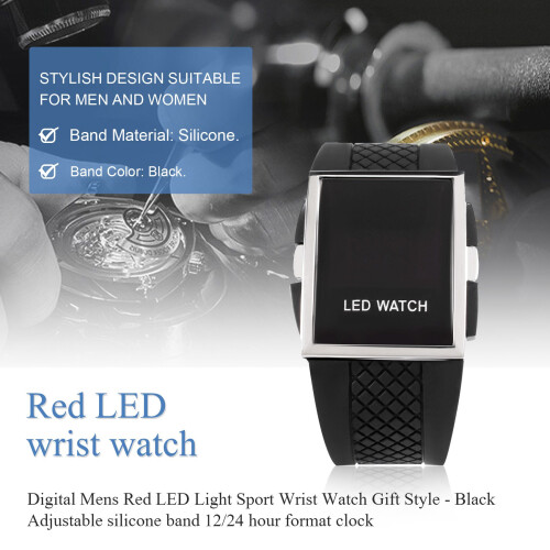 Montre a quartz Noir d'Affichage en LED rouge 2