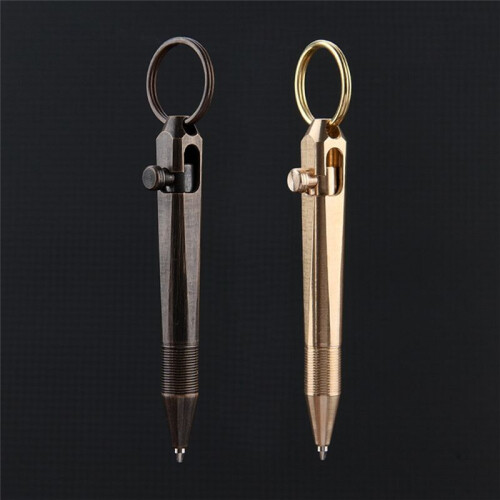 Brass Rollerball Pen 0.5mm Fine Point with Replacement Refills for Smooth Writing, Ideal for Journaling and Office Use A 2