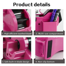 Heat Tape Dispenser with Pen Slot Semi-Automatic Desk 3/4Inch Sublimation Tape Dispenser Cut, for Office Warehouse