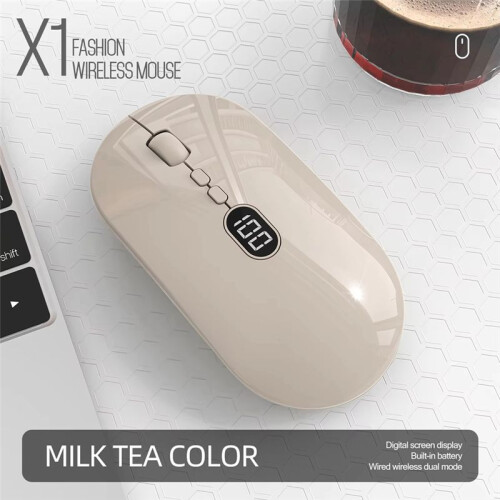 Wireless Computer Mouse with Battery Level Visible Rechargeable 2.4G Portable USB Mouse Silent Click for PC Laptop C