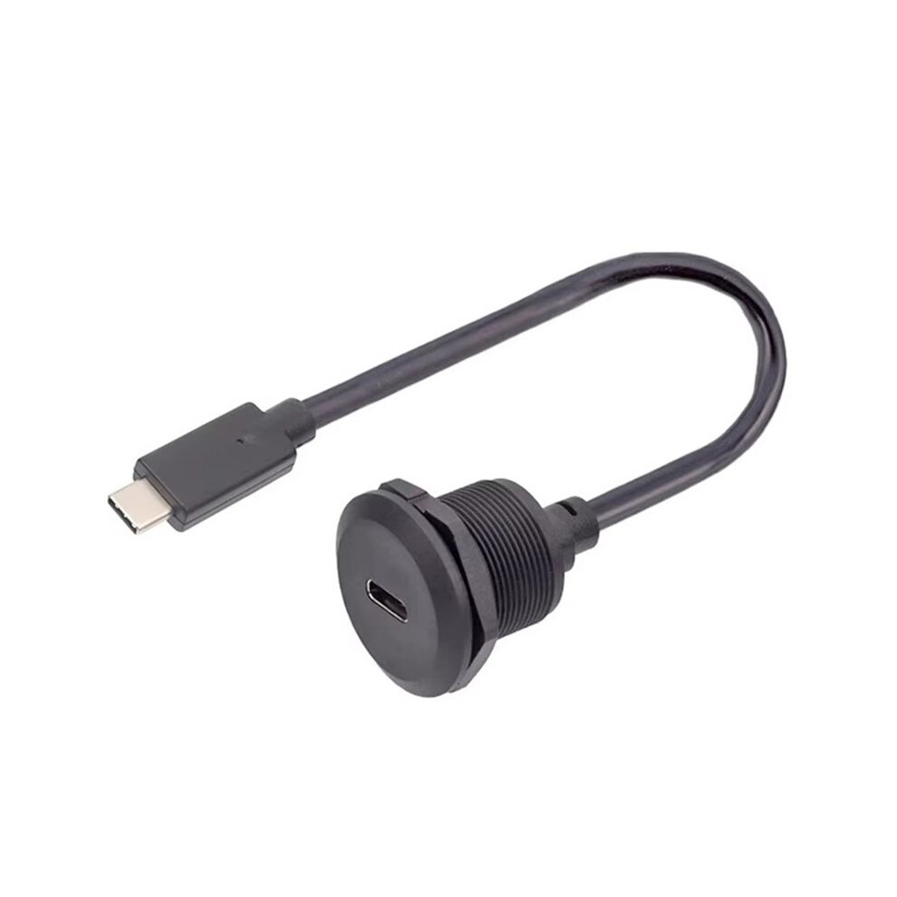 Usb Type C 3.1 Female To Male Charging Socket Type-C Data Port With Threaded Fixed Panel Type Usb-C Power Jack Connector Black 6132206213848