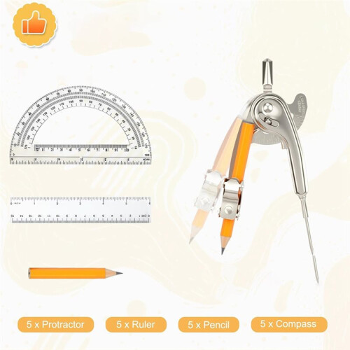 20 Pieces Geometry Math Set Compass for Geometry Math Compass and Protractor Set for Student School 2