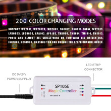 SP105E Wireless Controller APP WS2811 WS2812B WS2801 SK6812 APA102 Individually Addressable Programmable LED Strip Pixel Module Panel Light