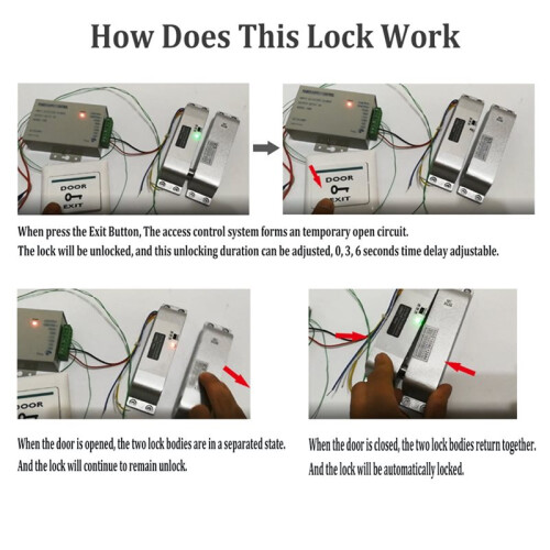 Electric Mortise Locks with Drop Bolt DC12V Electronic Lock Adjustable  Delay Fail Safe Mode  Lock 2