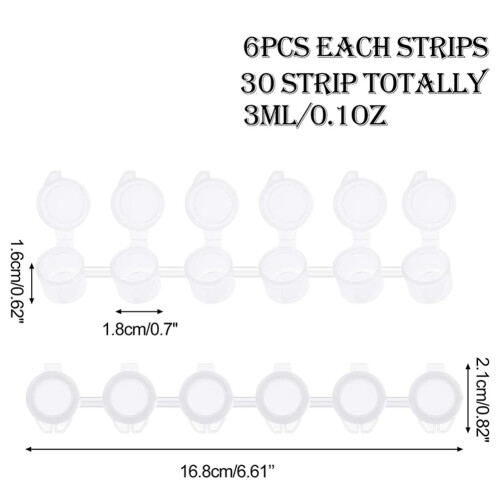 60 Strips 180 Pots Paint Pots Strips 3 Ml  Paint Pot Empty Paint Cups Crafts Plastic Storage Containers 1