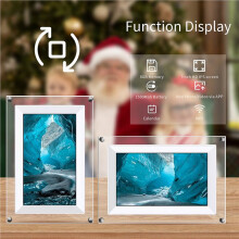 2X Nieuw 7-Inch Transparant Acryl Digitaal Fotolijstje Video Foto Muziekspeler Elektronisch Fotolijstje WIFI 8G