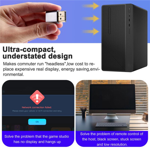 4K 60HZ UHD DP Dummy Plug  Virtual Display Adapter EDID Headless Emulator  Video Card Cheater 1