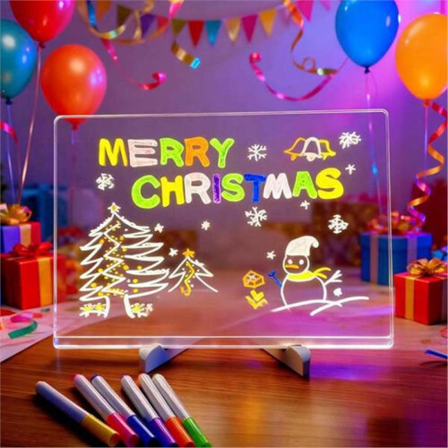 Note Board with Colors 7 Pen,Lighted Glowing Acrylic Message  Board,with Adjustable Stand 1