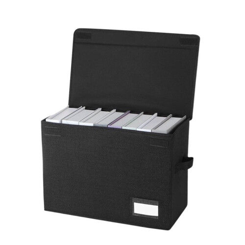2X Comic Book Boxes, Back to School Fold Comic Short Box Case with Lid, Book Bin Container Holds 150 Comics Black
