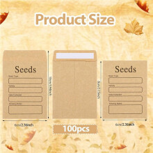 Envelopes de Sementes de 400 Unidades 3,54 X 2,36 Polegadas Pacotes de Sementes de Papel Marrom Envelopes Pacotes de Sementes Autovedantes