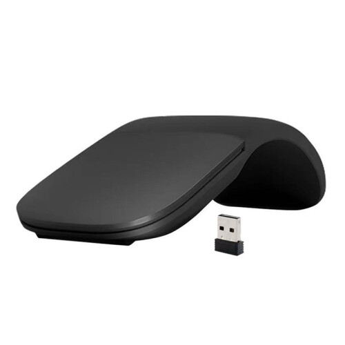 2X Wireless Mouse Foldable Arc Touch Mause Ultra-Thin Mute Office for PC Laptop Black 2