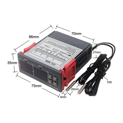 STC-3008 Dual Digital Incubator Thermostat Display Temperature Controller 12V 1