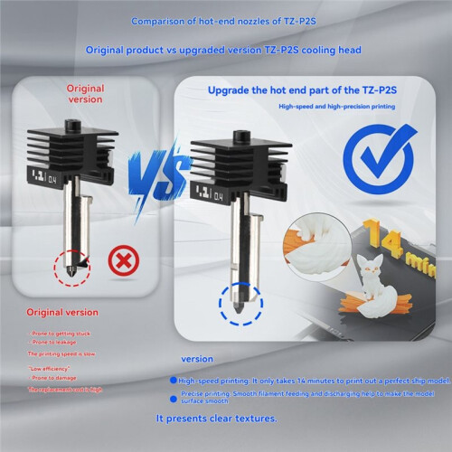 For  P2S Removable Hardened Steel Nozzle Hot End 0.2/0.4/0.6/0.8mm 3D Printer Replacement Hotend Kit 1