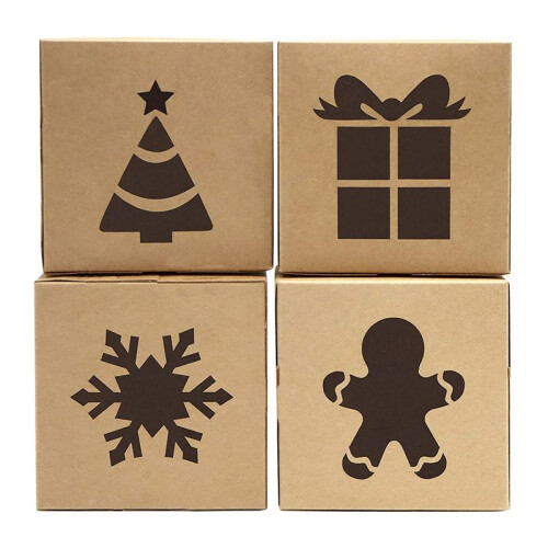 Conjunto de 60 Caixas de Biscoitos para Padaria de Papelão  4X4X2,5 Polegadas e - Automático para Biscoitos de Natal, Biscoitos, Brownies, 2