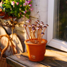 Metal Mushroom Garden Statue Stake,Flower Pot Decoration,Outdoor Statue Mushroom Ground Decoration for Garden