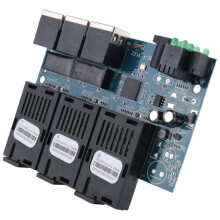 Ethernet Fiber  100M PCBA Board Optic Media Converter 20Km 3 Fiber 3 RJ45 Support RPOE Simplex SC Fiber