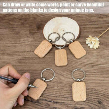 180 Stück Leeres Abgerundetes Rechteck Holz Schlüsselanhänger DIY Holz Schlüsselanhänger Schlüssel Anhänger Kann Graviert Werden DIY Geschenk