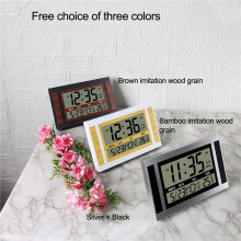 2X Digital Wall Clock LCD Large Number  Temperature Calendar Alarm Table Desk Clock Modern Design Office Home Silver