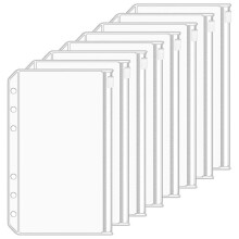 32PCS A6 Binder Pockets 6 Holes Budget Cash Envelopes Clear Zipper Folders for 6-Ring Budget Binder Notebook