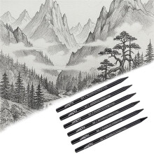 XINBOWEN 6-Pack Charcoal Pencils Set for Sketching, Shading & Artwork, Includes Grades HB to EE