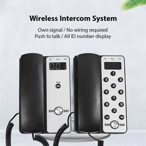 Wireless Intercom System Office Intercom Machine with LCD Screen 433MHz 3280ft Range Adjustable Volume Call Telephone 1